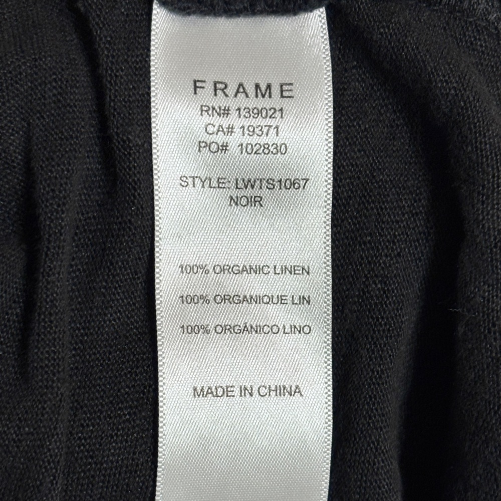 FRAME Easy Scoop Neck Organic Linen T-Shirt in Noir Size Small - Picture 10 of 12